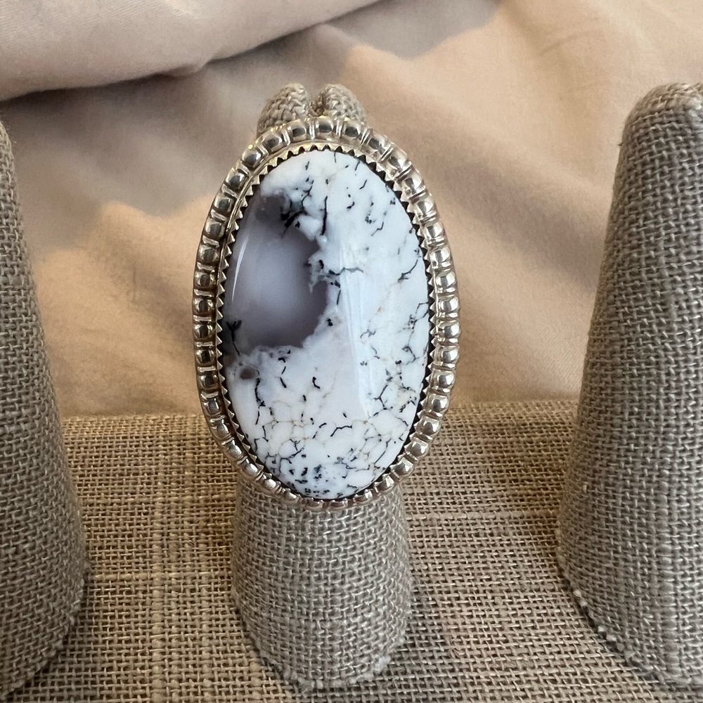 Genuine Stone and Sterling Silver Ring - Size 6